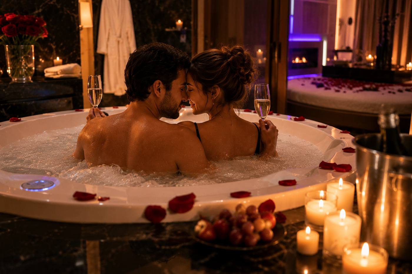 Coppia durante un Day Use romantico in SPA privata