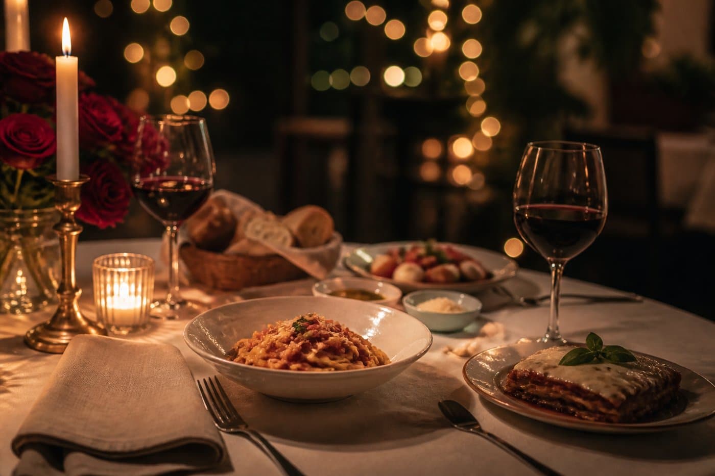 Cena romantica a sorpresa a lume di candela per due