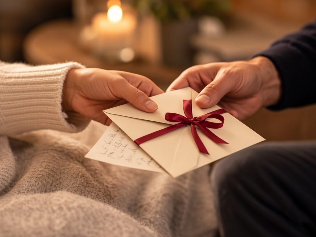 Biglietto romantico scambiato tra una coppia come sorpresa personale